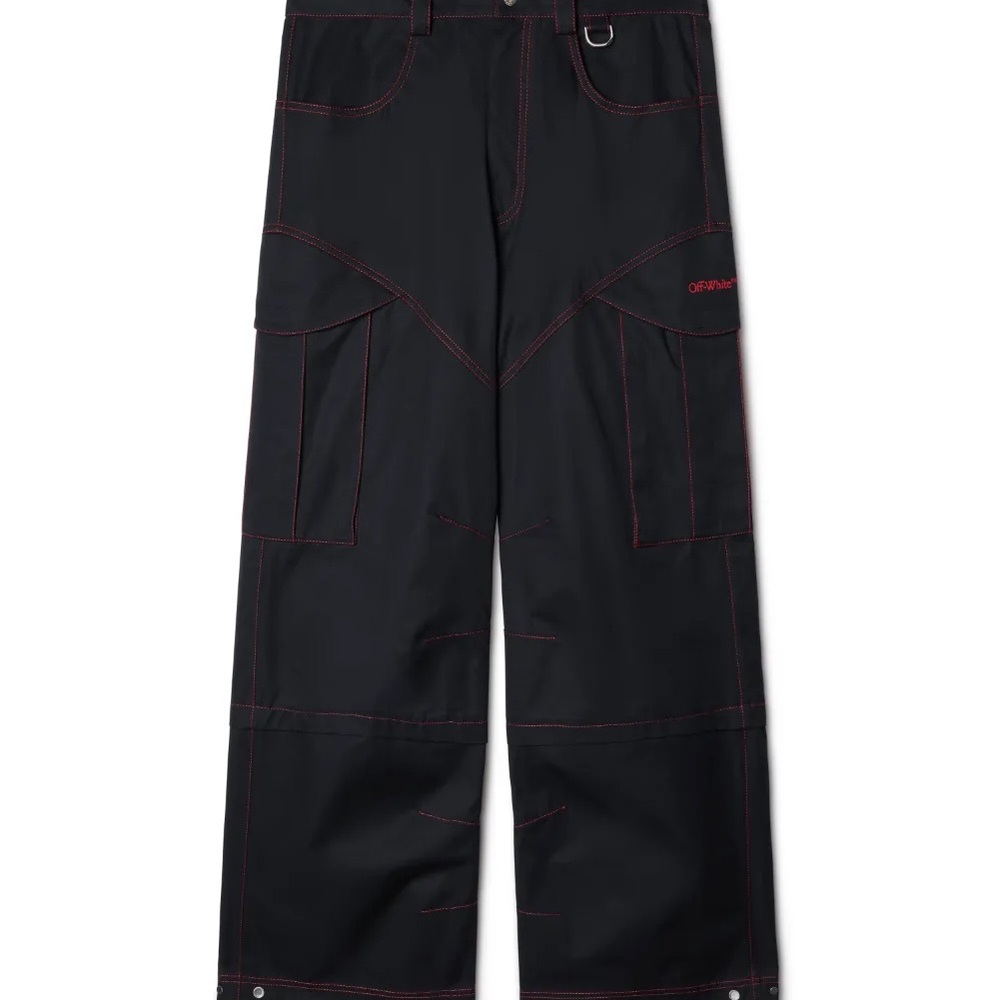 OFF WHITE BLACK COTTON ARROW CARGO PANTS